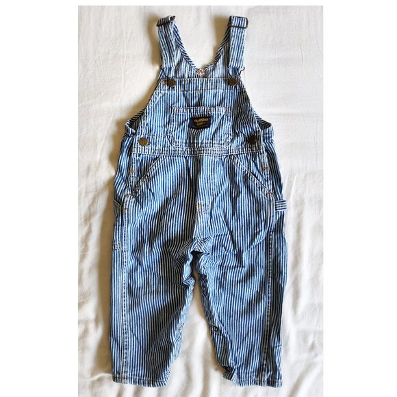 OshKosh Baby Knit-Like Denim Hickory Stripe Overall. - Picture 2 of 6